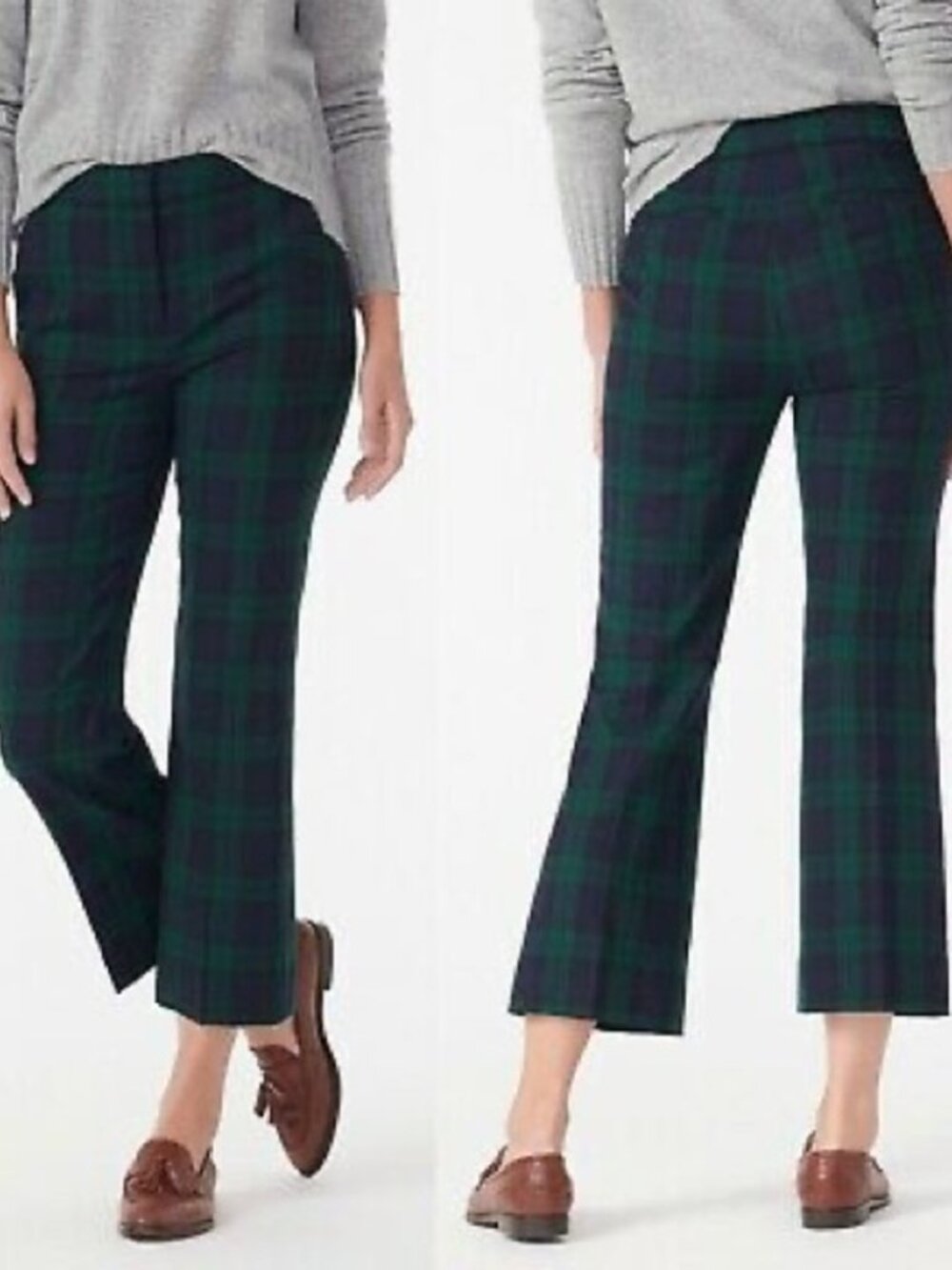 J. Crew Hayden Kickout Black Watch Tartan Plaid Cropped Bi Stretch Wool Pants 4